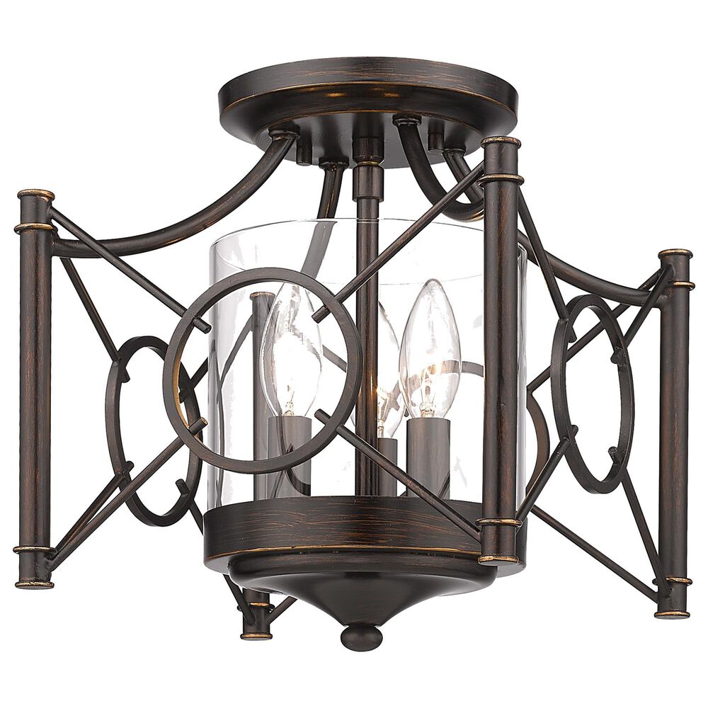 Golden Lighting Quincy 3-Light Semi-Flush in Cordoban Bronze, , large