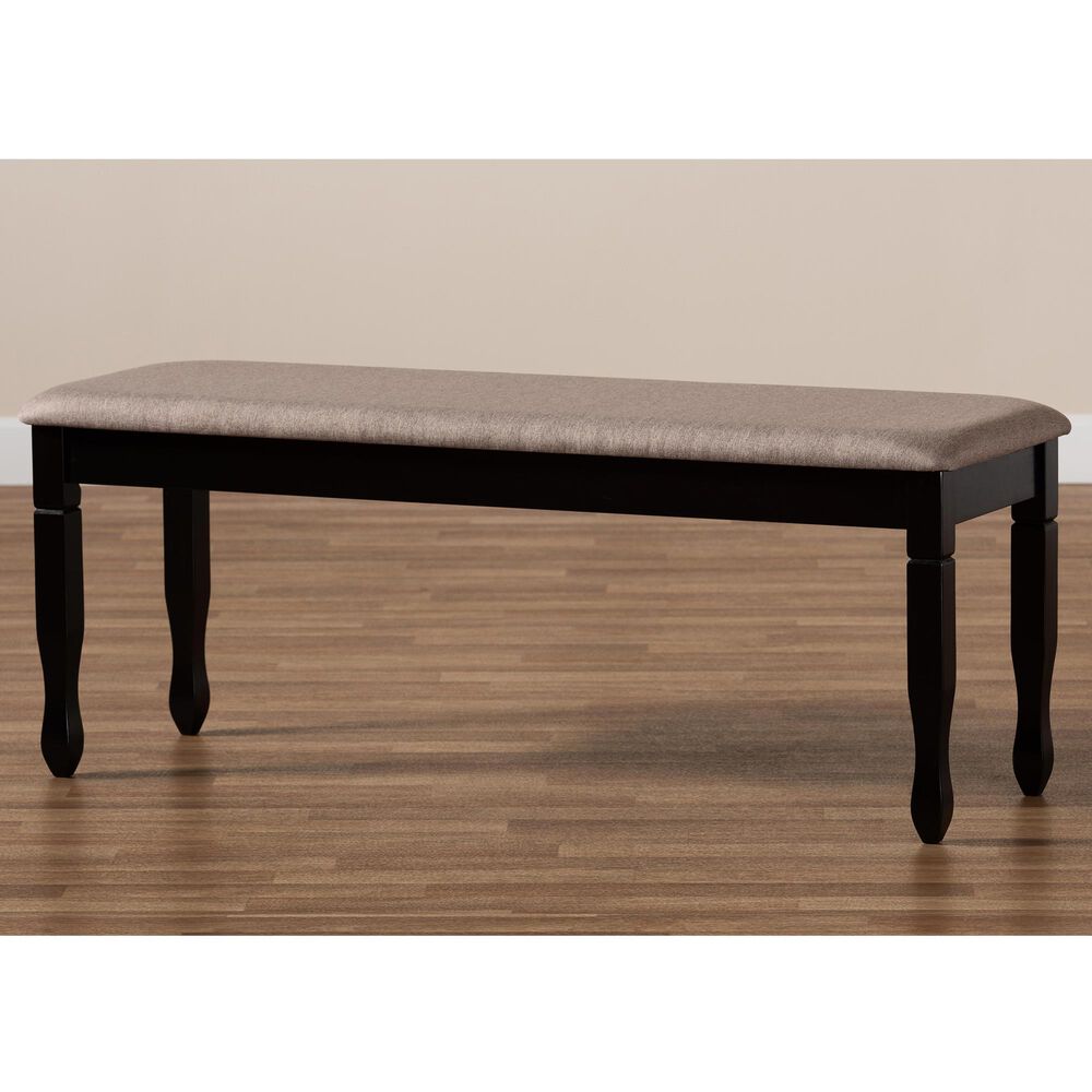 Baxton Studio Corey Dining Bench in Sand/Dark Brown, , large