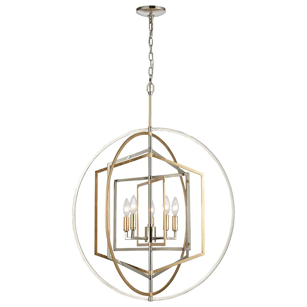 Stein World Geosphere 5-Light Chandelier in Polished Nickel and Gold, , large