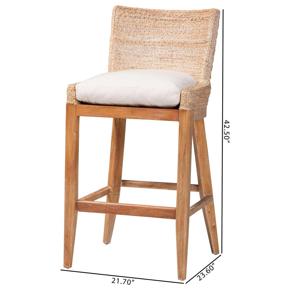 Baxton Studio Ridley Bar Stool in Whitewash, , large