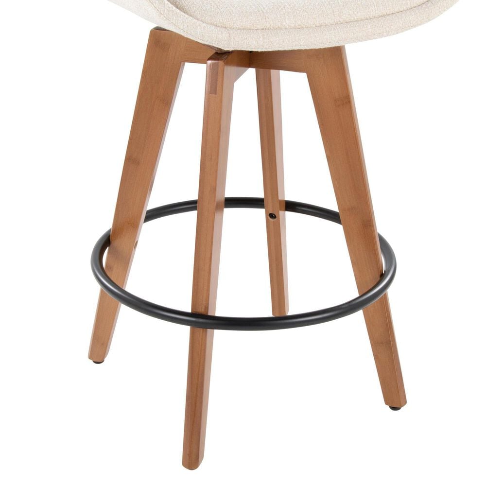 Lumisource Cosmo Swivel Counter Stool with Cream Cushion in Walnut and Black, , large