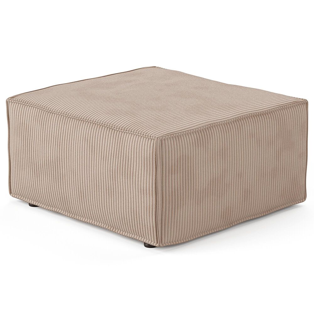 HOMLUX Modern Ottoman with Corduroy Fabric in Camel, , large