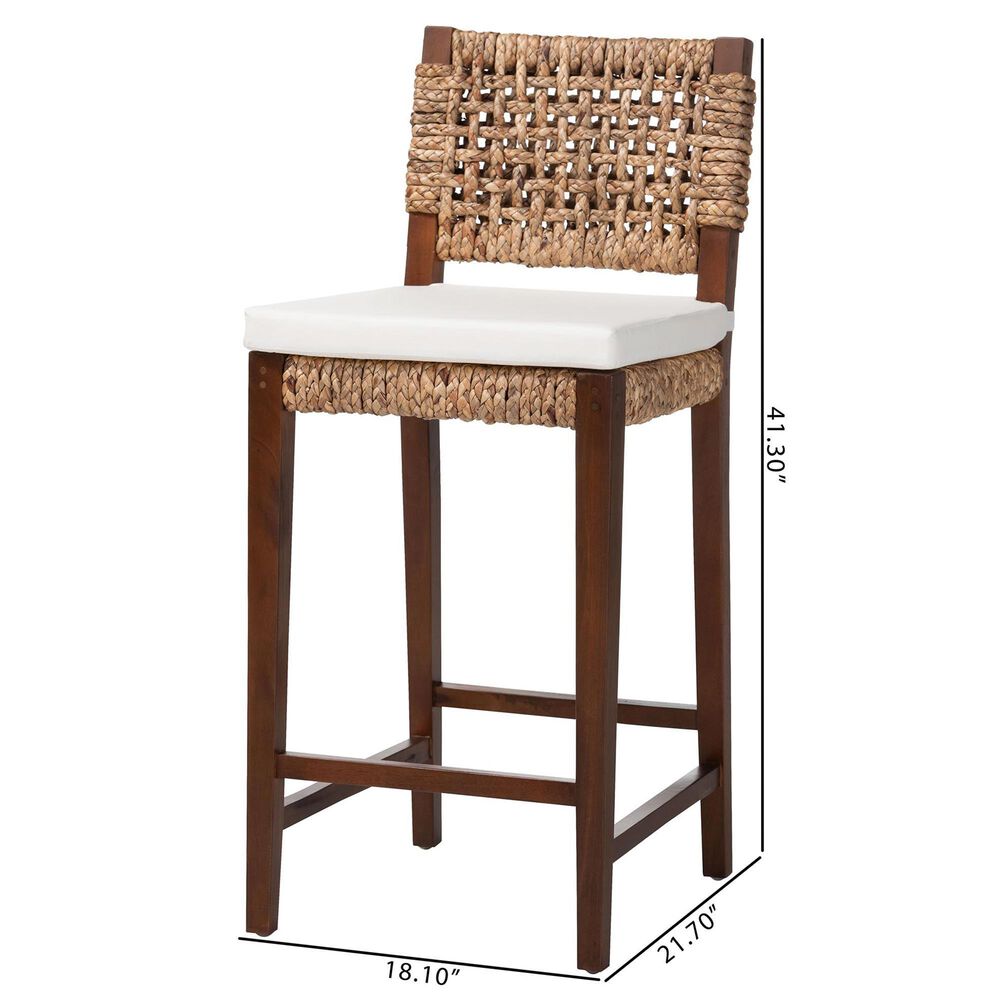 Baxton Studio Alise Bar Stool in Earthy Brown and Natural Brown, , large