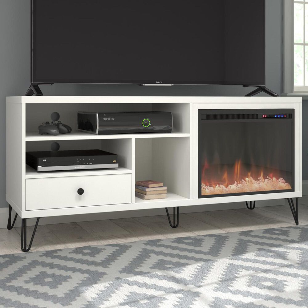 DHP Ashton 65" TV Stand with Fireplace in White, , large