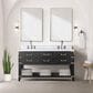 Lexora Home Norwalk 60" Double Bathroom Vanity in Black Oak with White Carrara Marble Top and Rectangular Sinks, , large