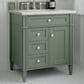 James Martin Vanities Brittany 30" Single Bathroom Vanity in Smokey Celadon with 3 cm Eternal Jasmine Pearl Quartz Top and Rectangular Sink, , large
