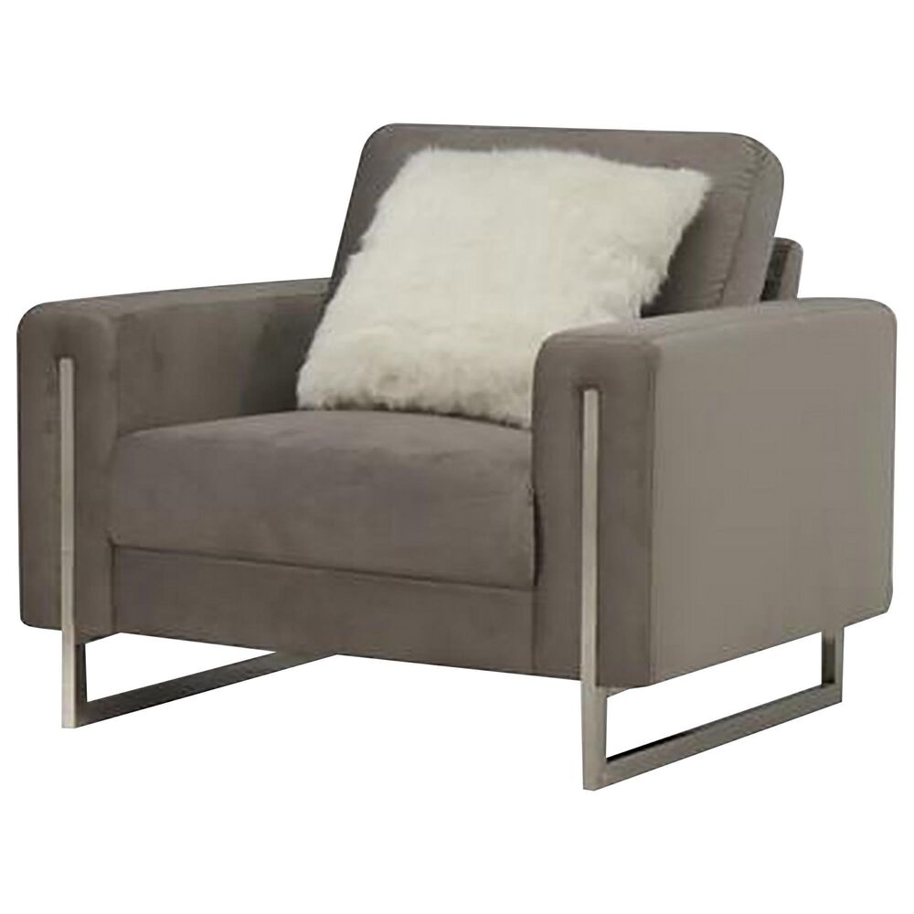 Global Furniture USA Contemporary Chair and Legs with Silver Cushion in Stainless Steel, , large