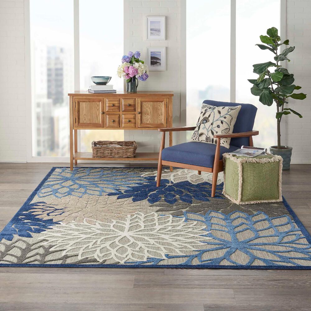 Nourison Aloha ALH05 7&#39;10&quot; x 10&#39;6&quot; Blue and Multicolor Indoor/Outdoor Area Rug, , large