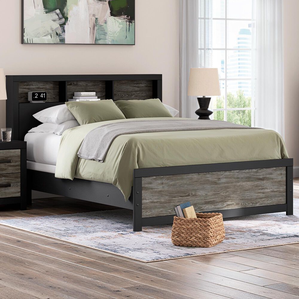 Ashley Broachmyn Queen Bookcase Bed in Black and Gray, , large