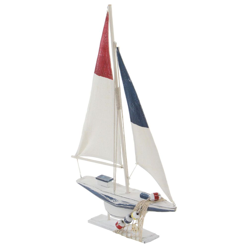 Maple and Jade 22&quot; Coastal Sail Boat Sculpture in Blue and White &#40;Set of 2&#41;, , large