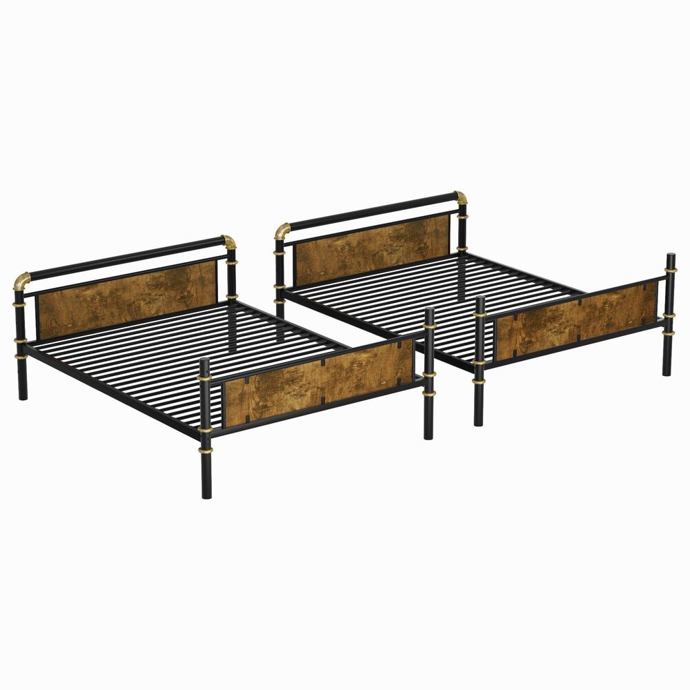 Hearth and Haven Twin XL over Twin XL Detachable Bunk Bed in Black and Gold, , large