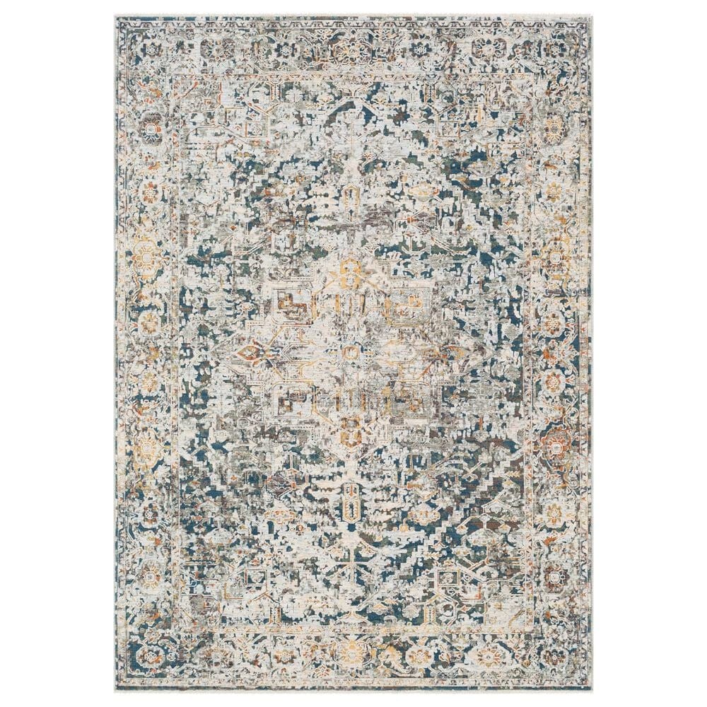 Surya Presidential Ice Blue, Blue, Dusty Sage, Saffron, Ivory, Wheat, Orange, Light Olive, Gray and Charcoal 11&#39;6&quot; x 15&#39;6&quot; Area Rug, , large