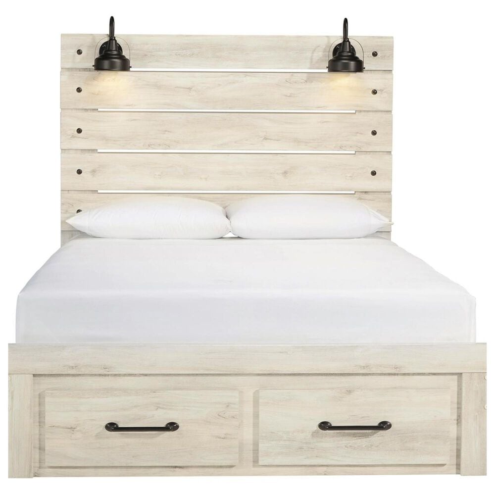 Ashley Cambeck Queen Storage Bed in Whitewash with Lighting, , large