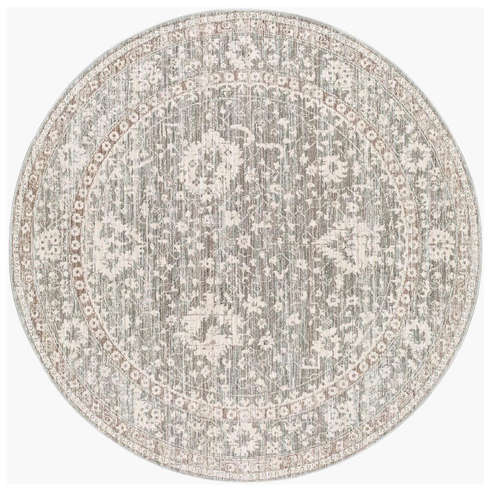Surya Carlisle 5&#39;3&quot; Round Light Sage, Pale Blue, Light Gray and Ivory Area Rug, , large