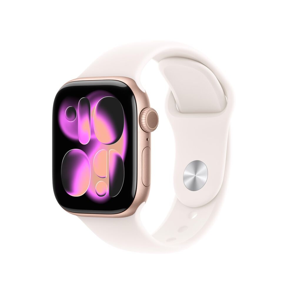 Apple Watch Series 11 (GPS) 42mm Rose Gold Aluminum Case with Light Blush Sport Band - M/L - Rose Gold - (2025)(Pre-Order), , large
