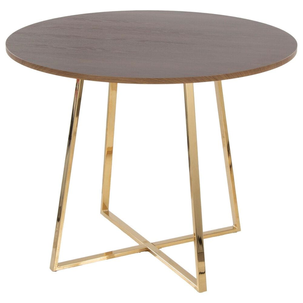 LumiSource Cosmo Contemporary Dining Table in Gold Metal and Walnut Wood by LumiSource, , large