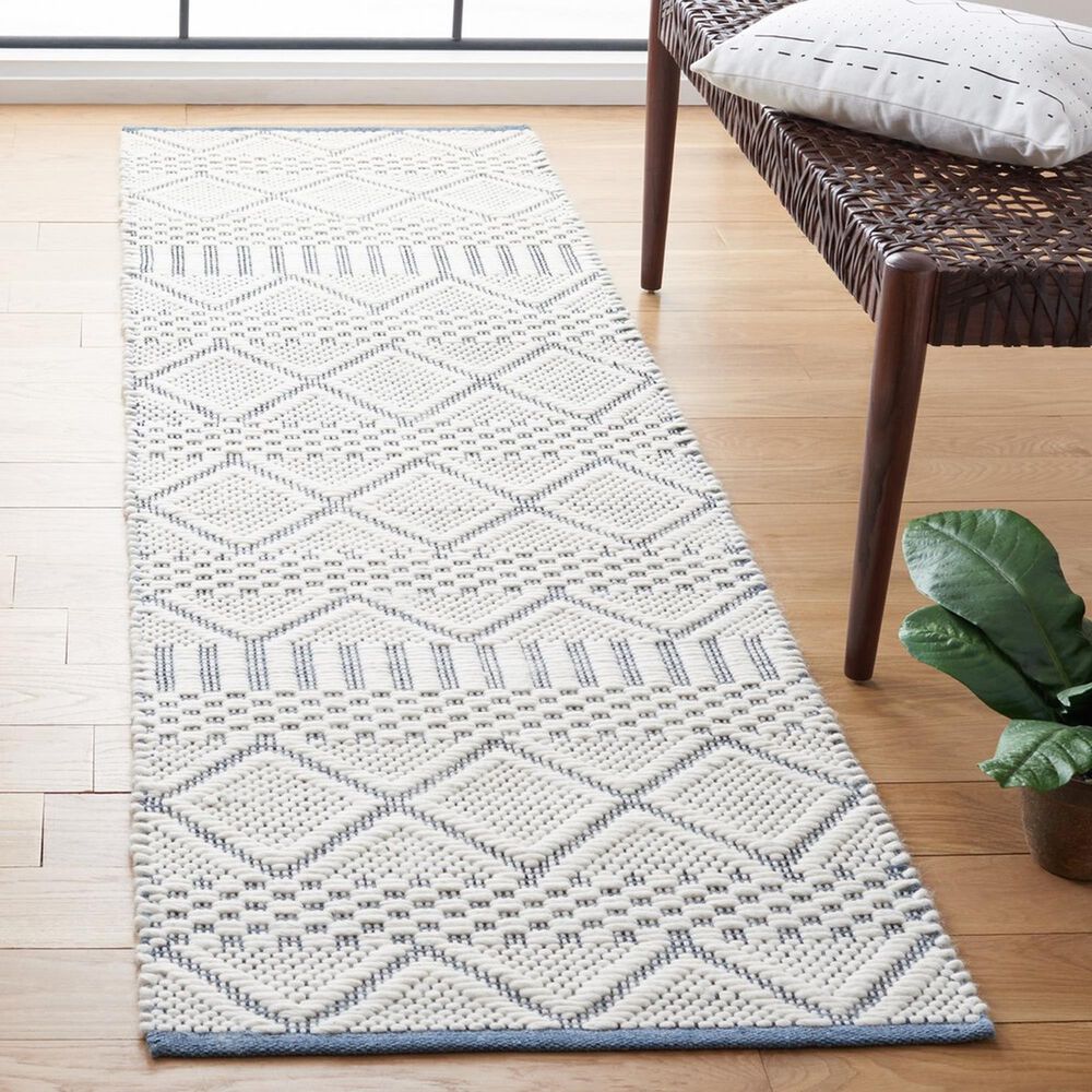 Safavieh Natura NAT857A 2&#39;3&quot; x 8&#39; Ivory and Blue Runner, , large