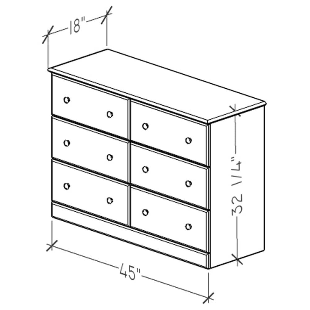 Lemoore Essentials 45" 6-Drawer Dresser Only in Black, , large