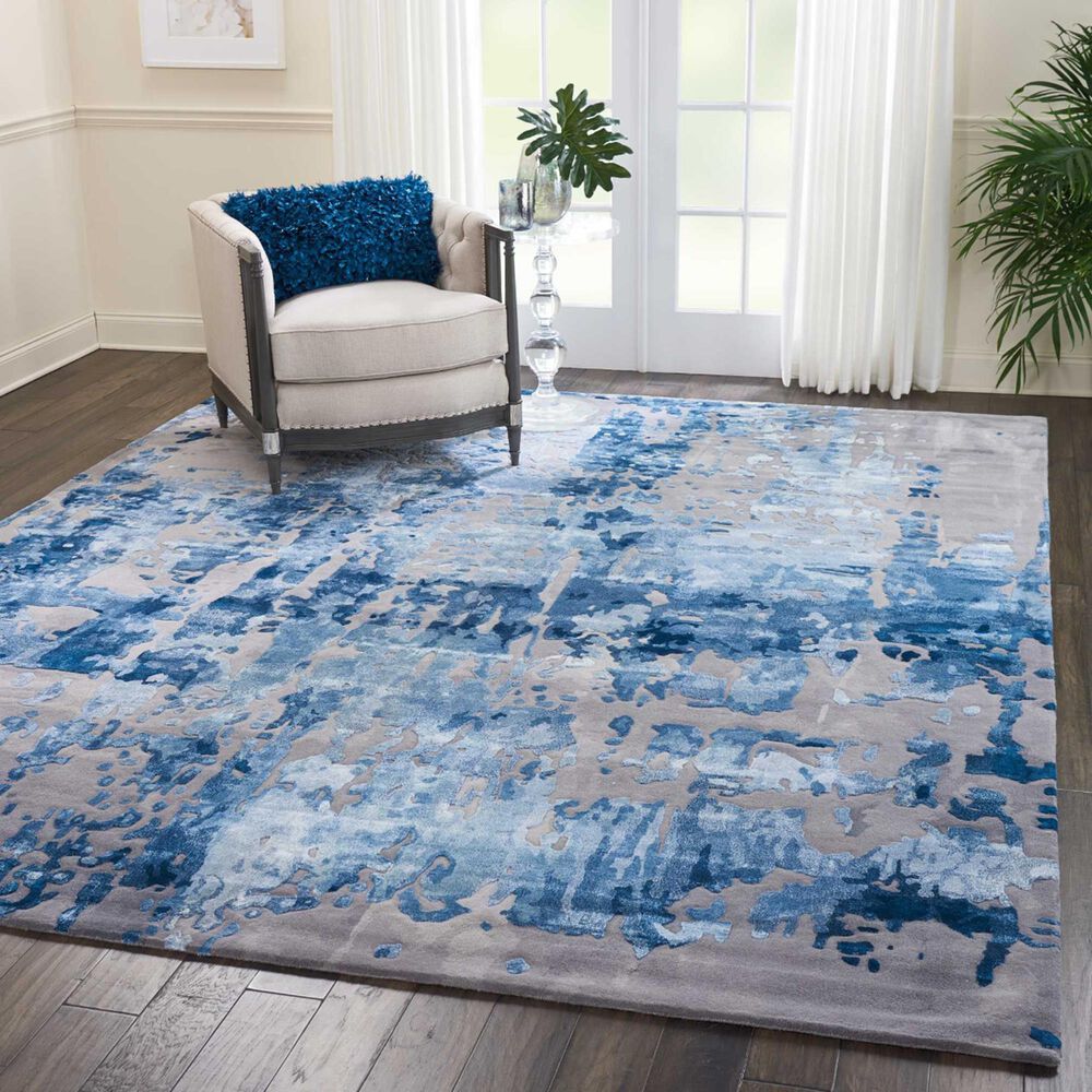 Nourison Prismatic PRS10 9&#39;9&quot; x 13&#39;9&quot; Blue and Grey Area Rug, , large