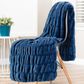 50" x 65" Ruched Faux Fur Throw Blanket in Blue, , large