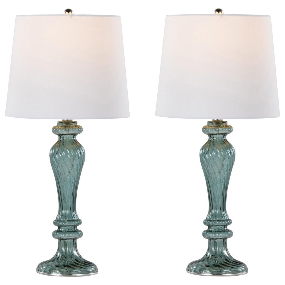 LumiSource Windsor Table Lamp in Clear Turquoise and Polished Nickel (Set of 2), , large