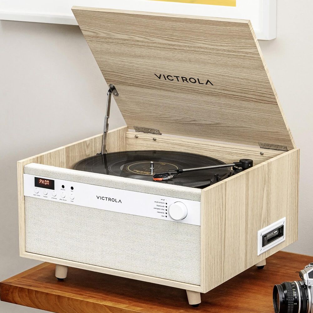 Victrola Century 6-in-1 Music Center Record Player with 3-Speed Turntable in Natural, , large