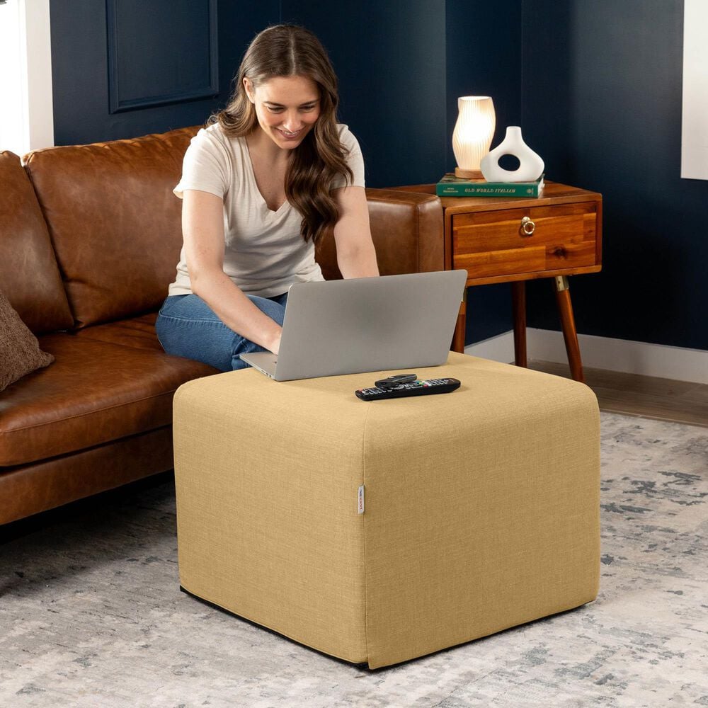Jaxx Monroe Medium Ottoman in Wheat Gold, , large