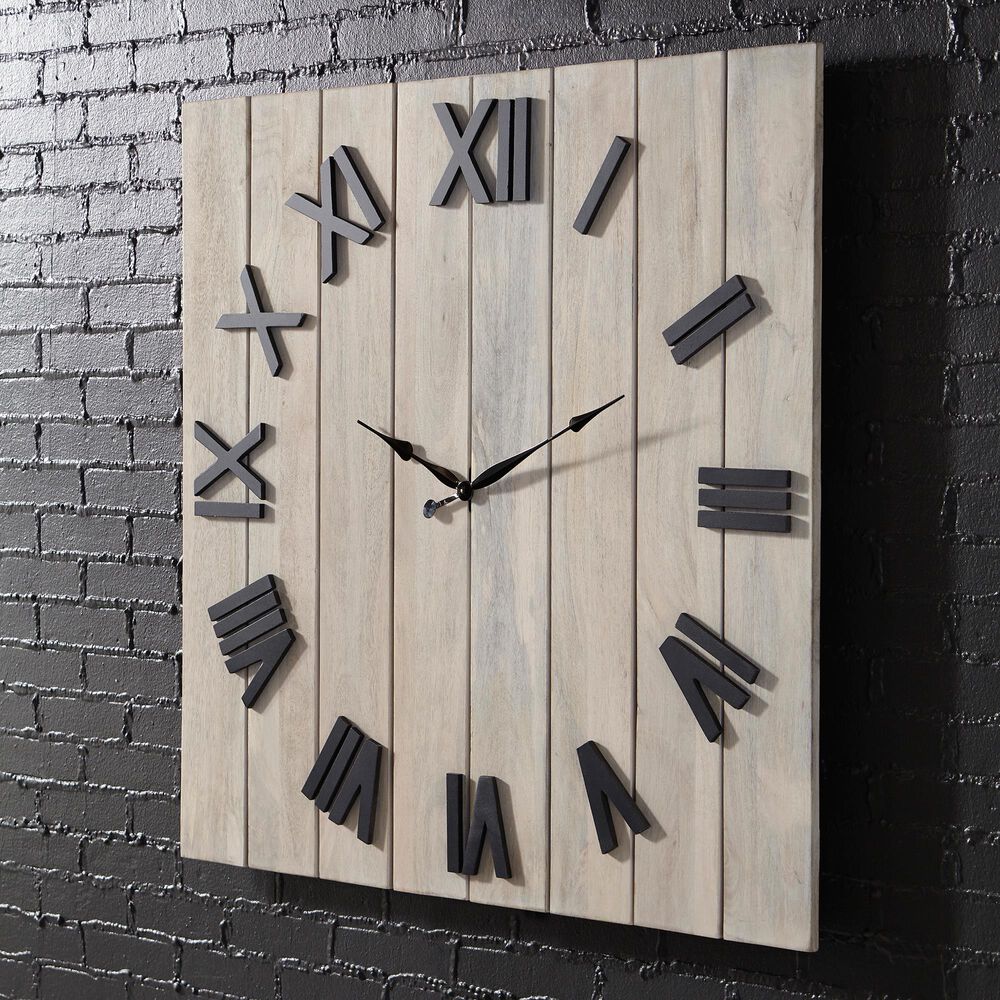 Signature Design by Ashley Bronson Wall Clock in Whitewash and Black, , large