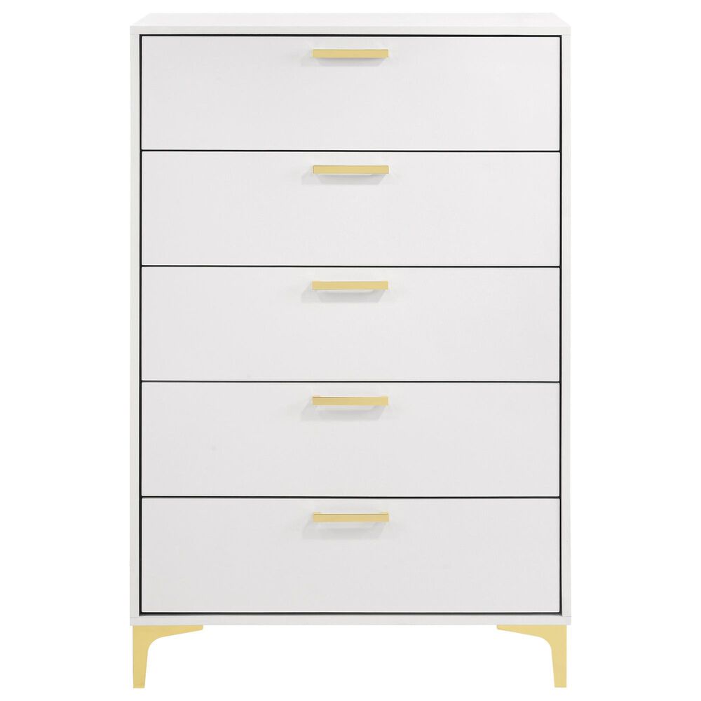 Pacific Landing Kendall 5-Drawer Chest in Gold and White, , large