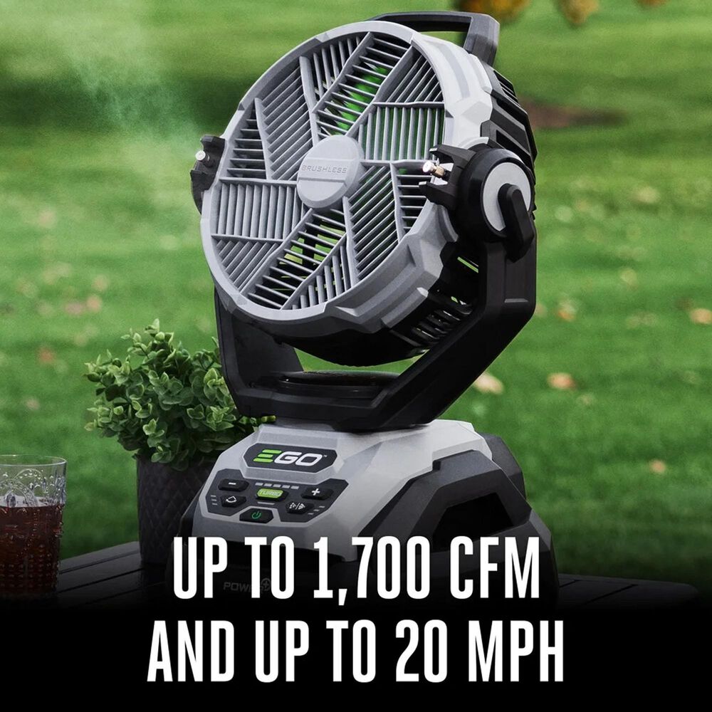 EGO 10&quot; Oscillating Misting Fan Tool Only in Gray and Black, , large