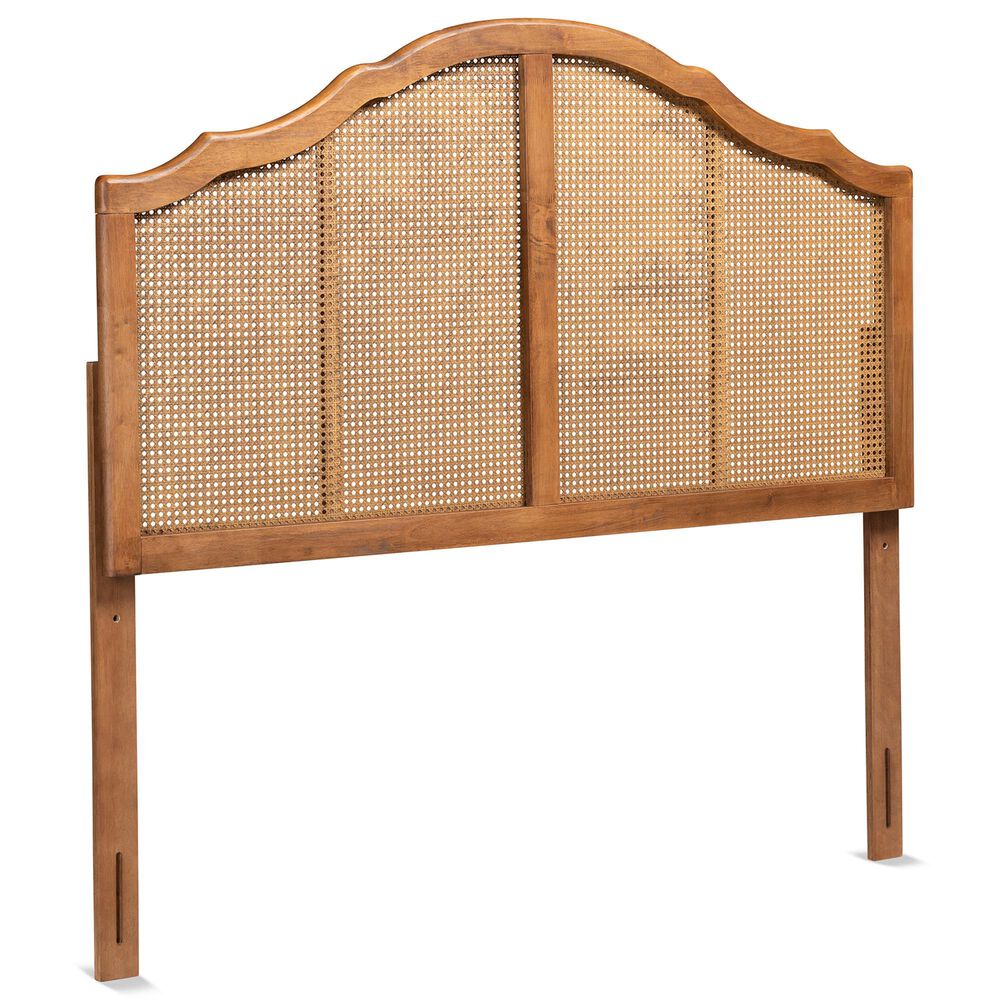 Baxton Studio Iris King Arched Headboard in Ash Walnut, , large