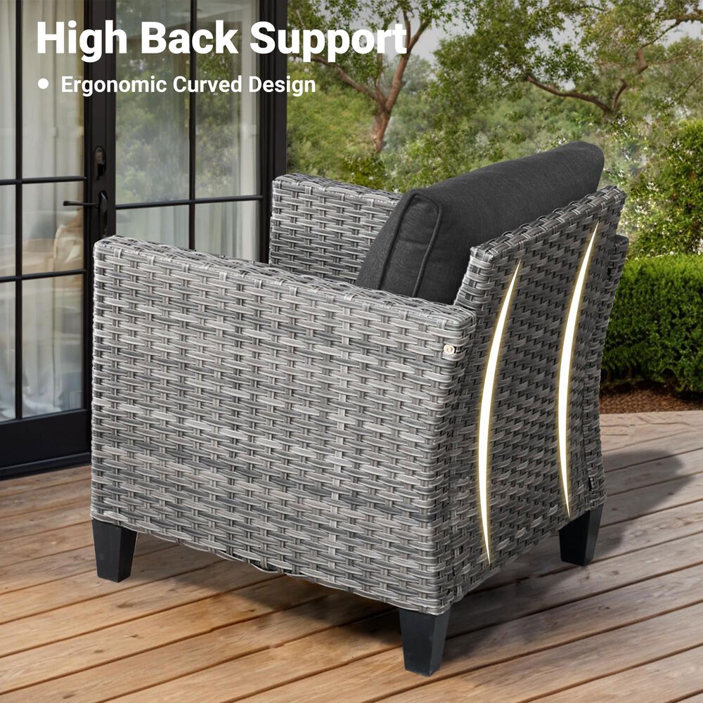 HOMLUX 7-Piece Rattan Sectional Set w/ Sofa + Footrests + Chairs, Black, , large