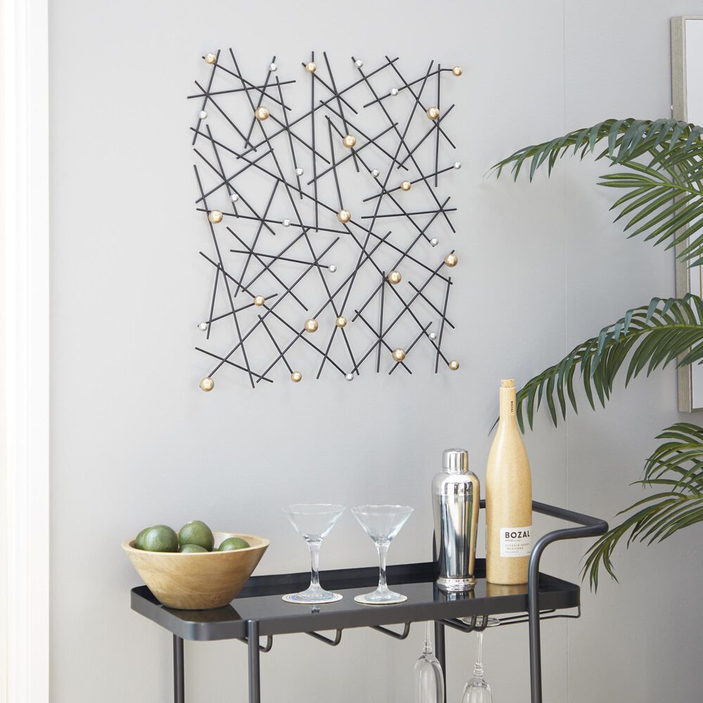Maple and Jade 24&quot; Square Metal Wall Decor Black, Bronze and Silver, , large