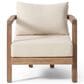 Hearth and Haven Outdoor Acacia Wood Club Chair with Open Back and Beige Cushions in Brown, , large