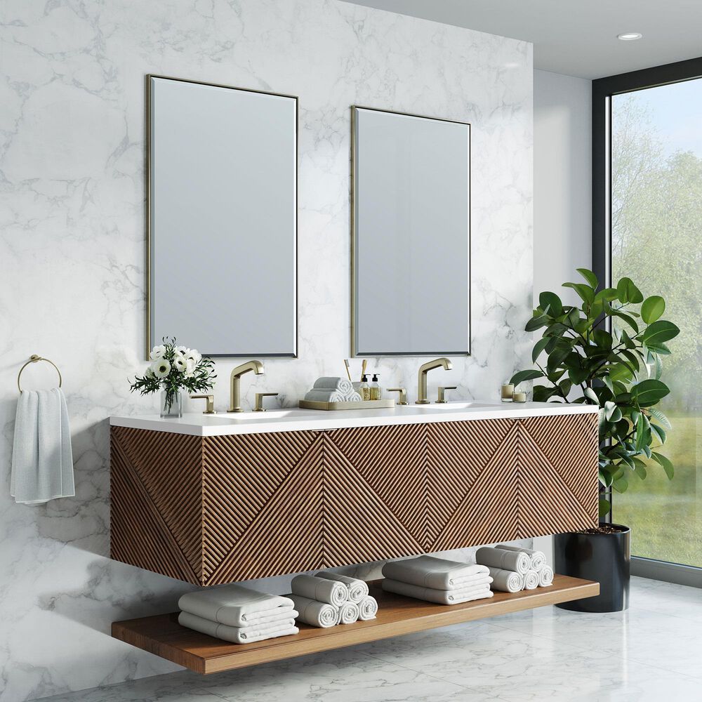James Martin Vanities Marcello 72" Double Bathroom Vanity in Chestnut with 3 cm White Zeus Quartz Top and Rectangular Sinks, , large