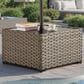 HOMLUX Outdoor Wicker Square Coffee Table with Umbrella Hole in Brown, , large