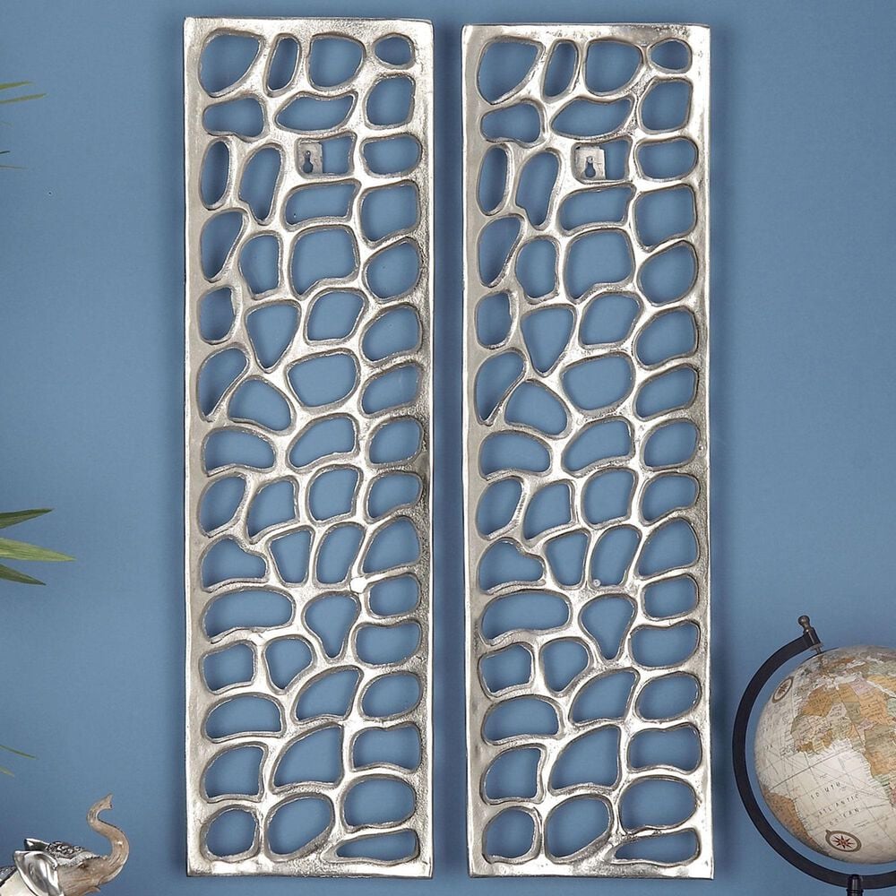 Maple and Jade 9&quot; x 32&quot; Abstract Cutouts Home Wall Decor in Silver &#40;Set of 2&#41;, , large