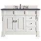 James Martin Vanities Brookfield 48" Single Bathroom Vanity in Bright White with 3 cm Charcoal Soapstone Quartz Top and Rectangle Sink, , large