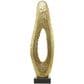 Maple and Jade Abstract Teardrop Decorative Sculpture in Satin Gold and Black, , large