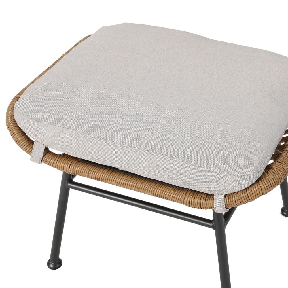 Hearth and Haven Montana Outdoor Ottoman with Beige Cushion in Light Brown and Black &#40;Set of 2&#41;, , large