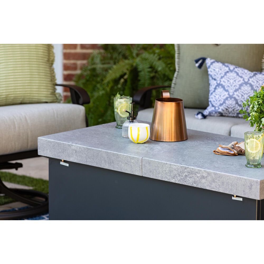 Slate and Company Rectangular Functional Fire Pit in Black and Concrete, , large