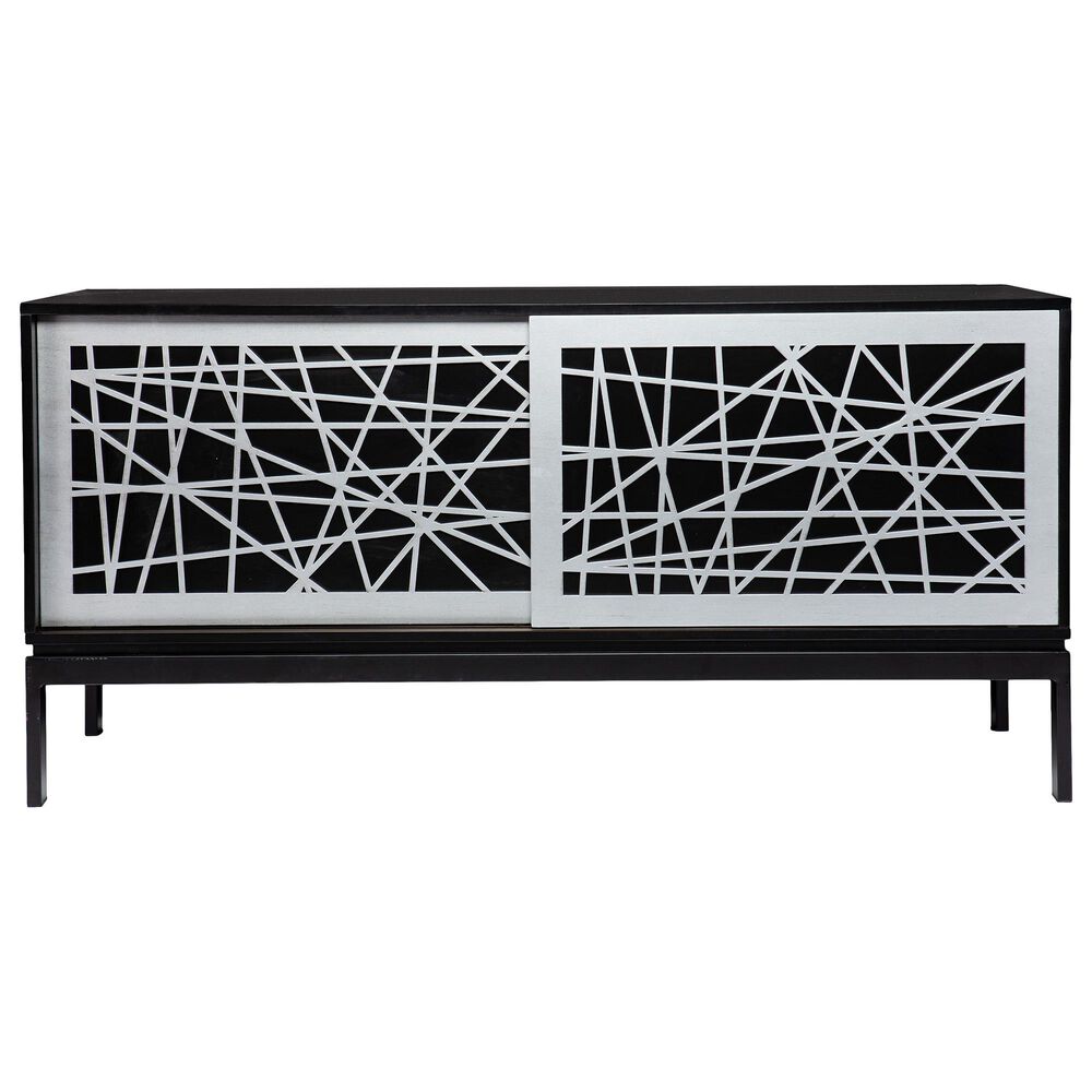 Southern Enterprises Arminta 57" Media Cabinet in Black and Silver, , large