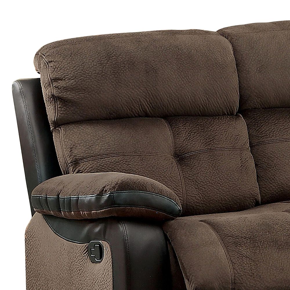 Furniture of America Engel Manual Reclining Sofa and Loveseat Set in Brown and Black, , large