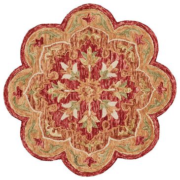 L&R Resources Sinuous Floral Medallion 6" Scalloped Red and Multicolor Area Rug, , large