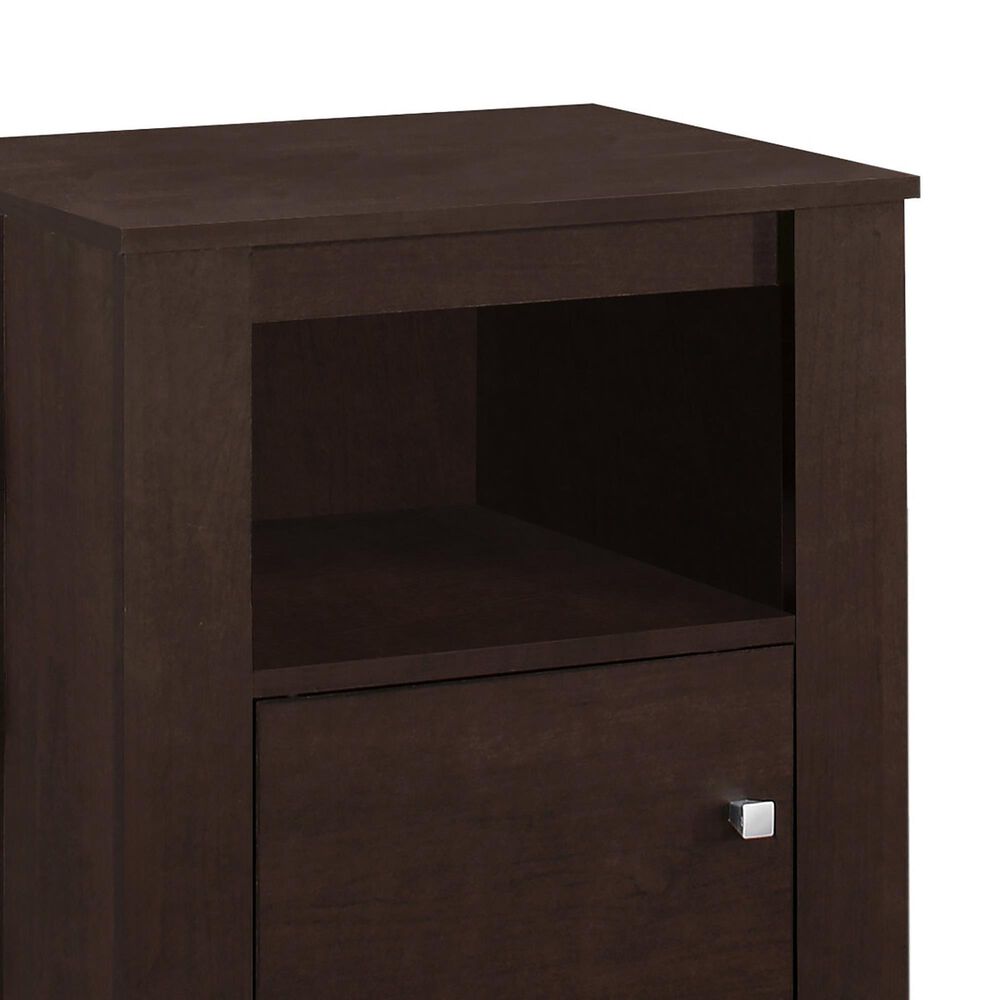 Monarch Specialties 1-Door Nightstand in Espresso, , large