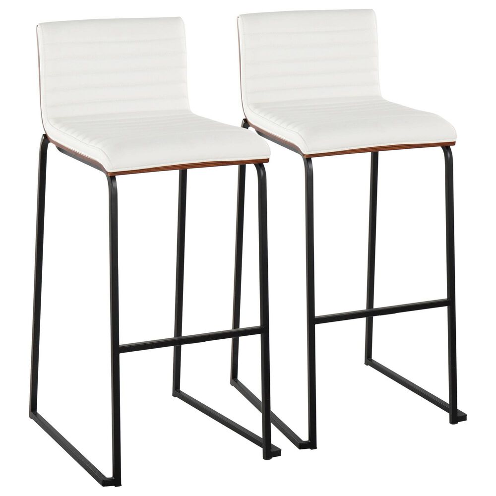 Lumisource Mason Mara Barstool with White Cushion in Gold and Walnut (Set of 2), , large