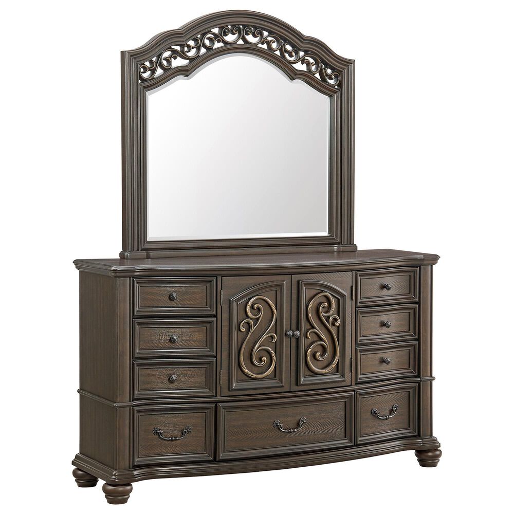 Mayberry Hill Brunswick 7-Drawer Dresser and Mirror in Mahogany, , large