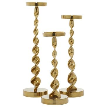 Maple and Jade Candle Holder in Polished Gold (Set of 3), , large