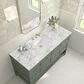 James Martin Vanities Breckenridge 60" Single Bathroom Vanity in Smokey Celadon with 3 cm Carrara White Marble Top and Rectangular Sink, , large