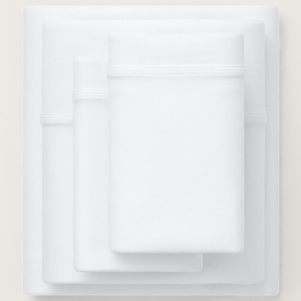 Purple SoftStretch 4-Piece Deep Pocket Queen Sheet Set in True White, , large